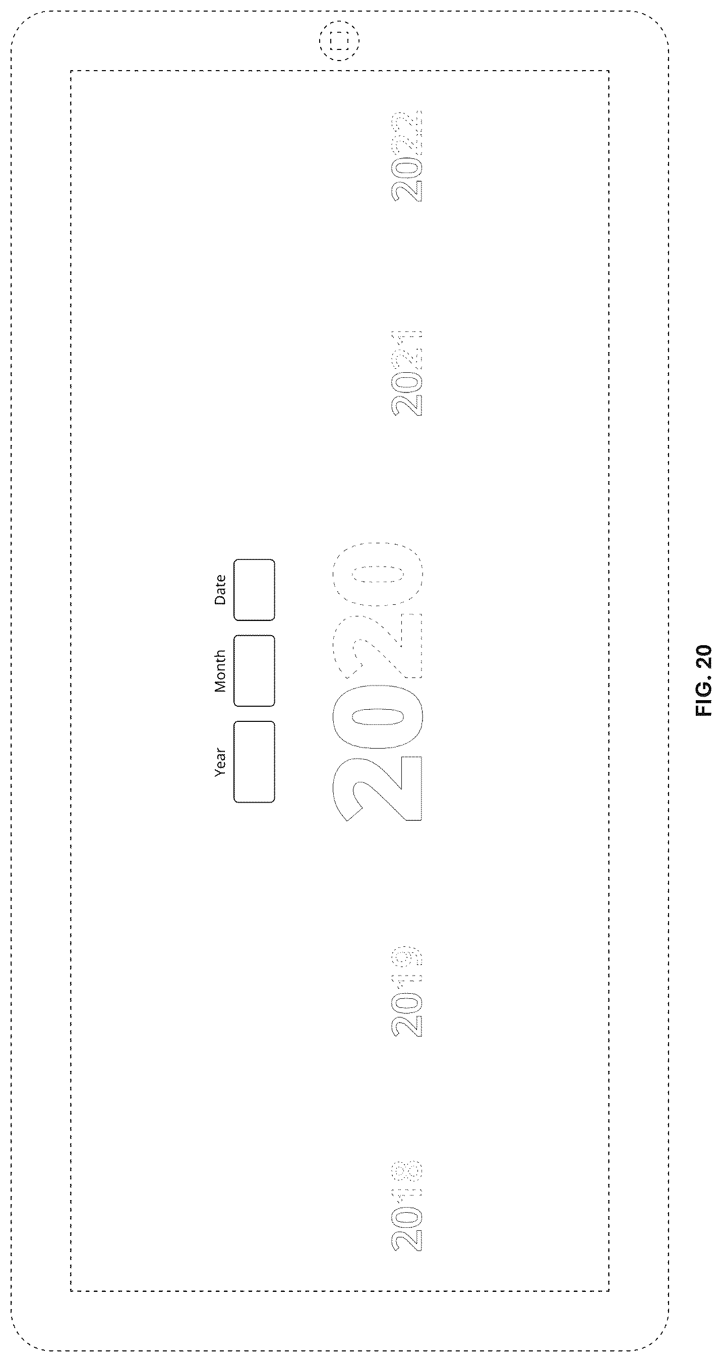 Patent USD1125196 Figure 20 – Display screen with animated graphical user interface for interactive date selection