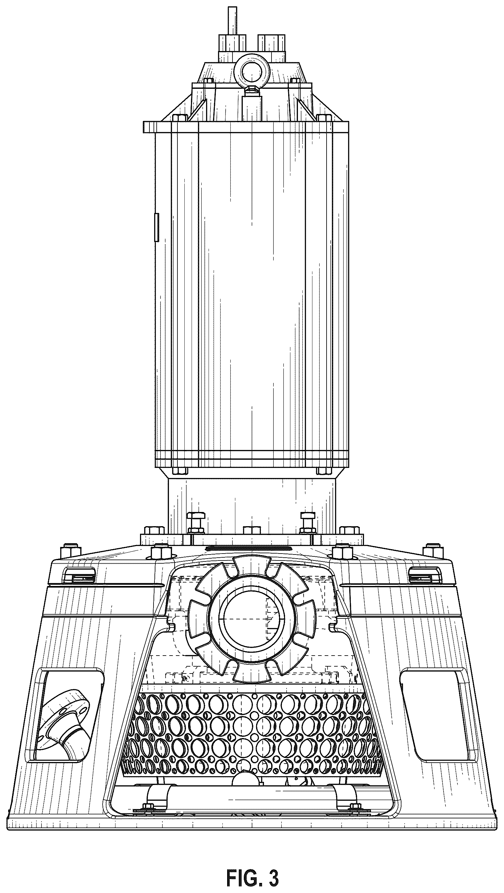 Patent USD1125277 Figure 3 – Combined encased pump, stand and strainer basket
