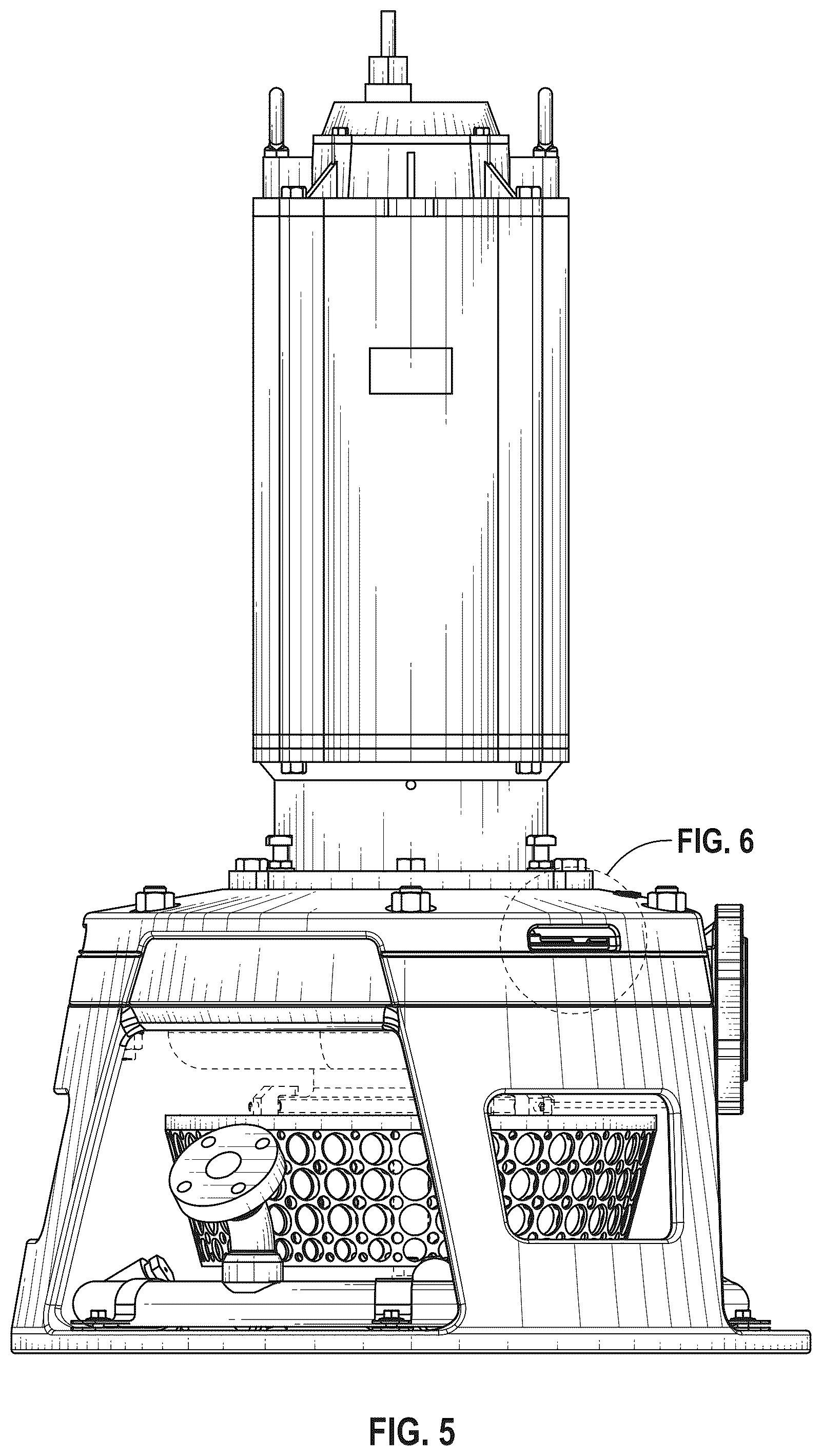 Patent USD1125277 Figure 5 – Combined encased pump, stand and strainer basket