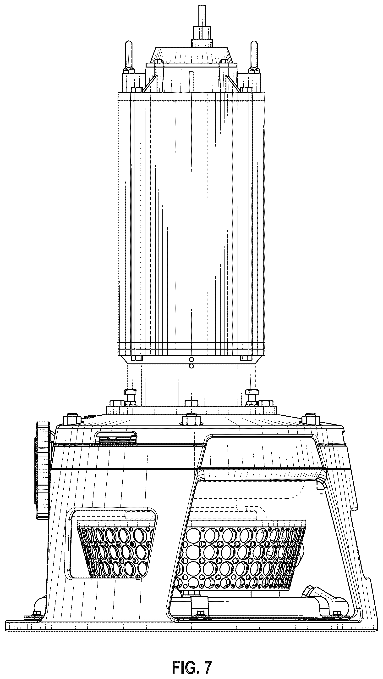 Patent USD1125277 Figure 7 – Combined encased pump, stand and strainer basket