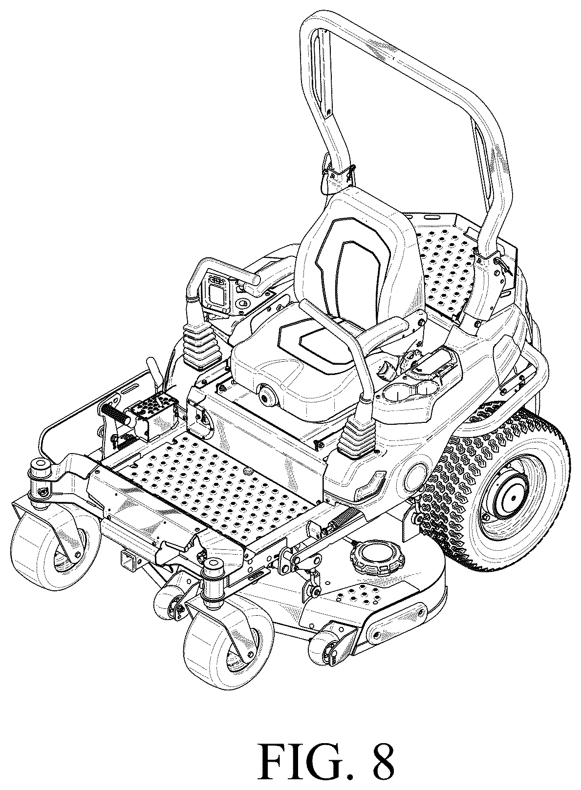 Patent USD1125284 Figure 8 – Riding mower