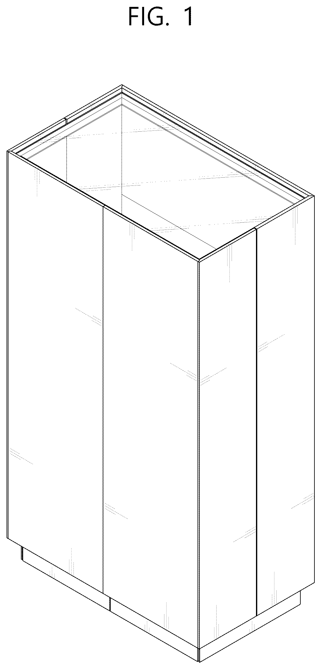 Patent USD1125293 Figure 1 – Cabinet with refrigerator