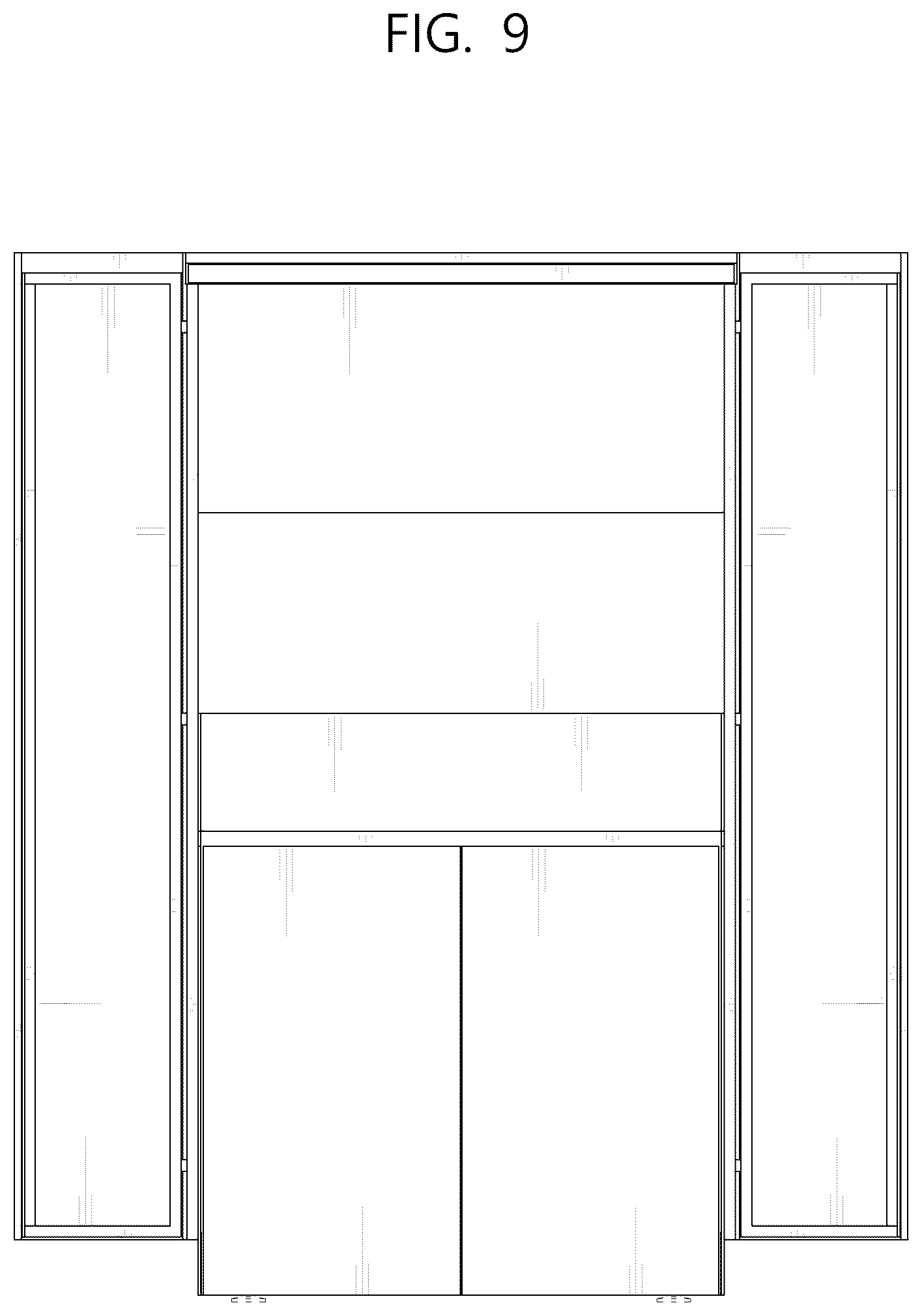 Patent USD1125293 Figure 9 – Cabinet with refrigerator