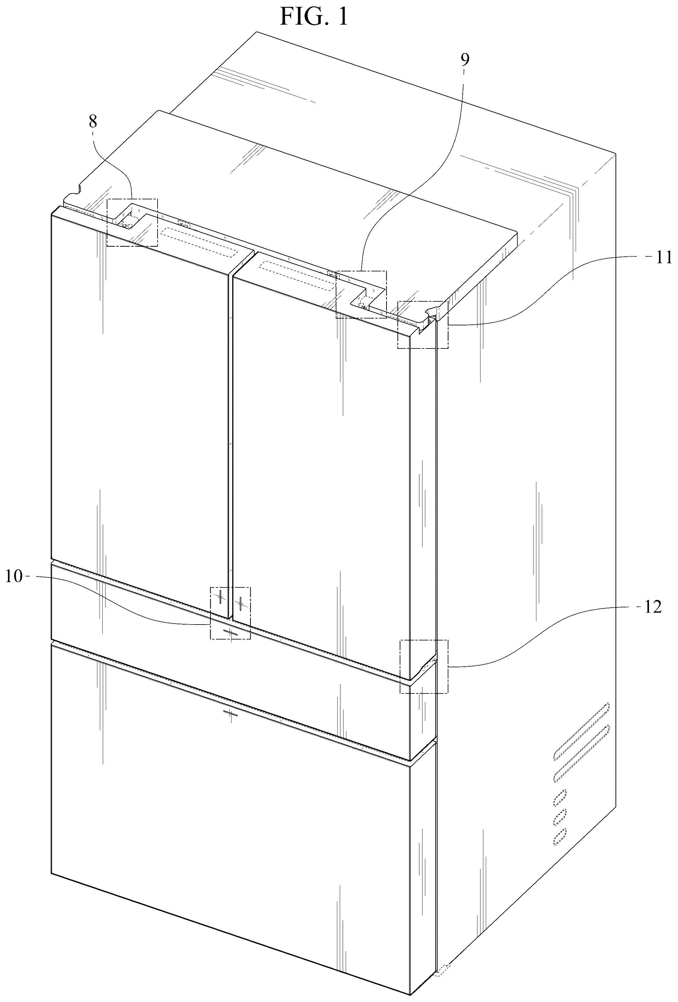 Patent USD1125294 Figure 1 – Refrigerator