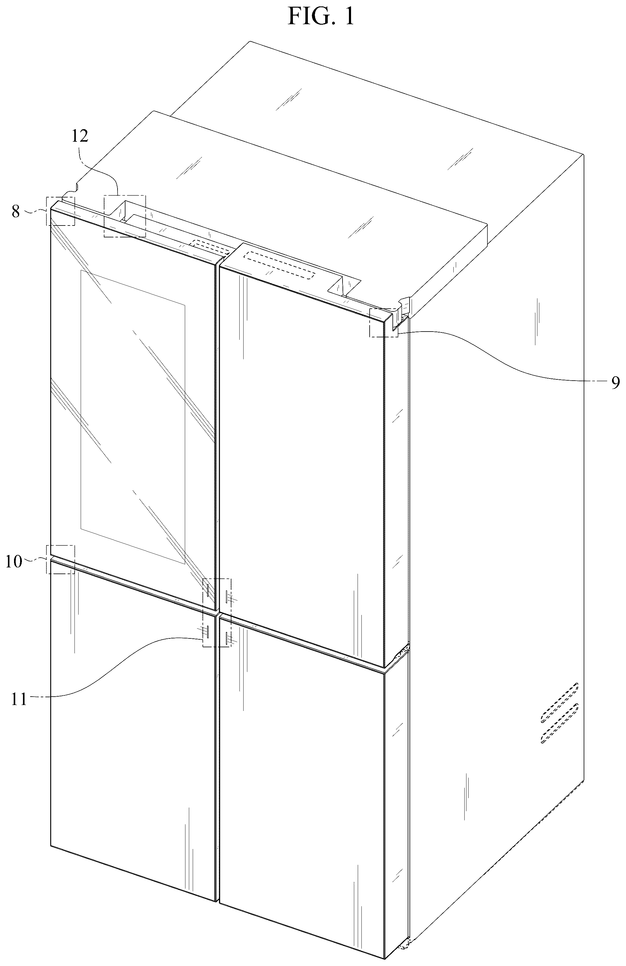 Patent USD1125295 Figure 1 – Refrigerator