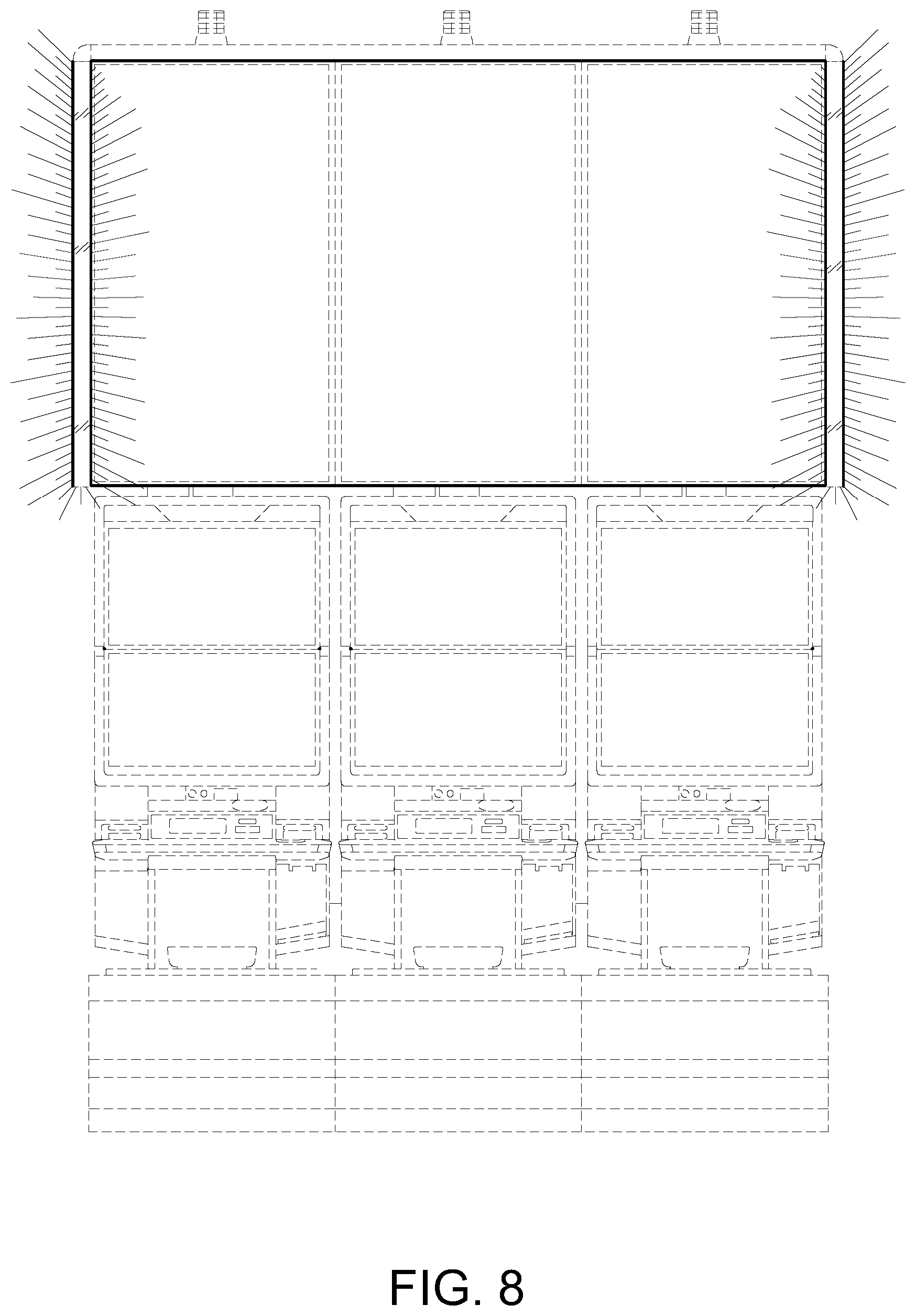 Patent USD1125378 Figure 7 – Bank of gaming machines including light bar