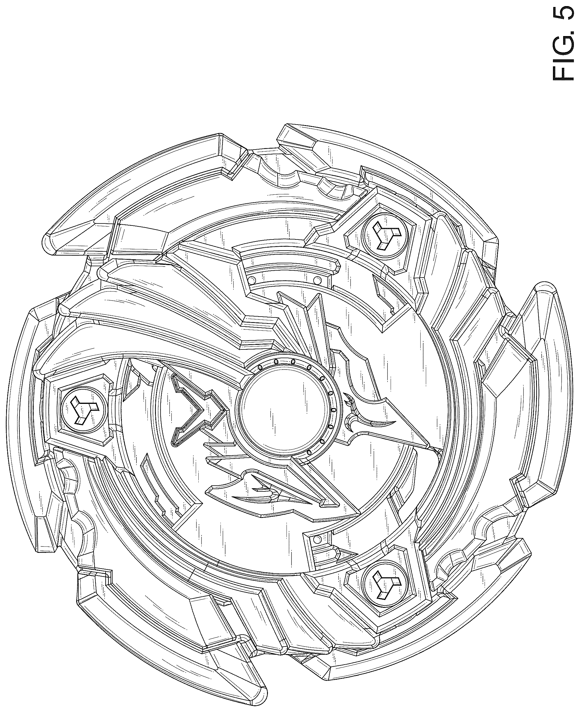 Patent USD1125388 Figure 5 – Accessory for spinning top toy