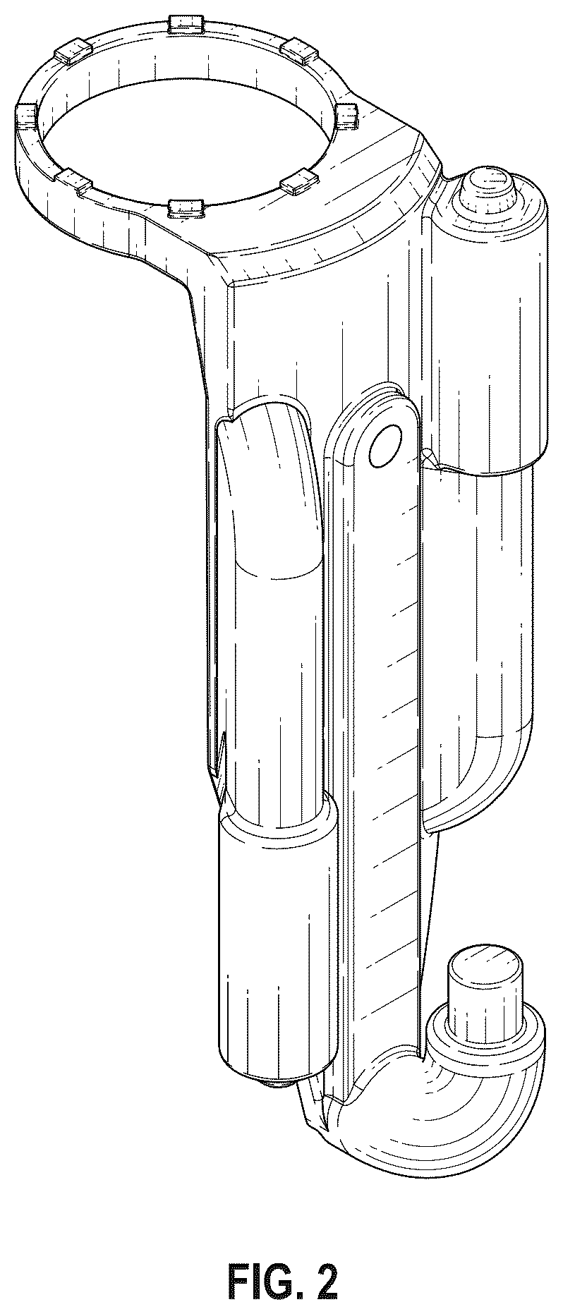 Patent USD1125402 Figure 2 – Model vehicle shock reservoir mount