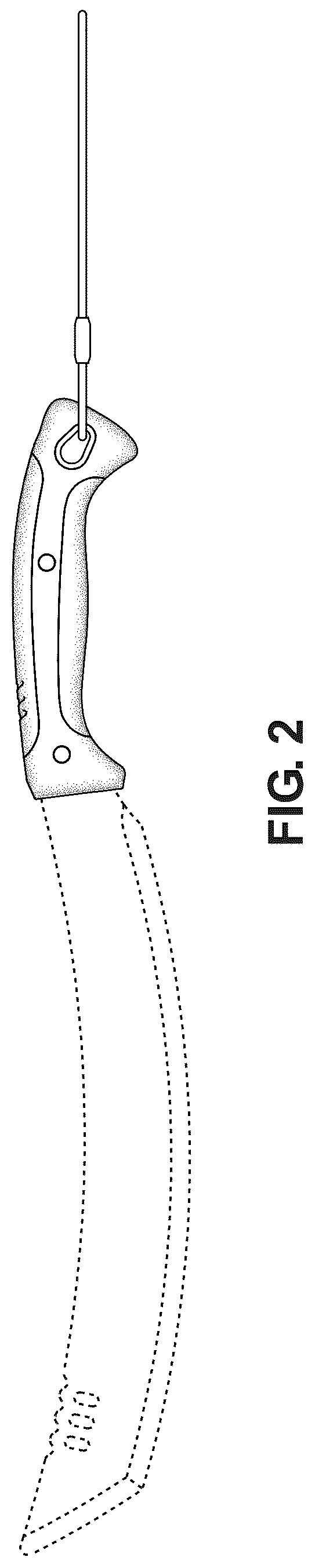 Patent USD1125438 Figure 2 – Curved blade machete