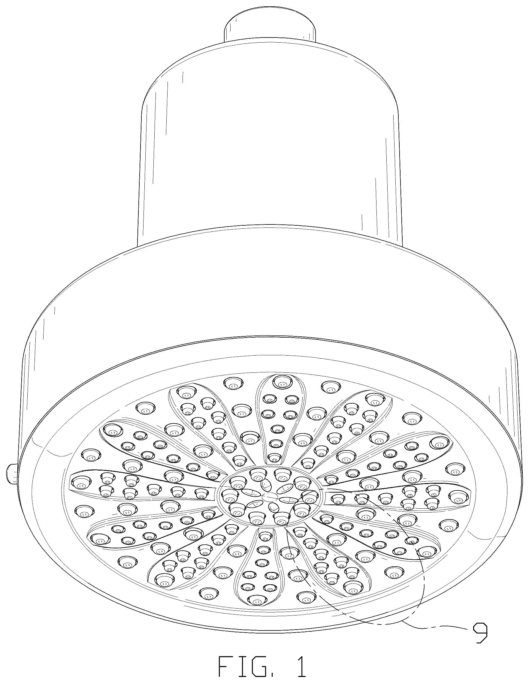 Patent USD1125458 Figure 1 – Spray head for shower