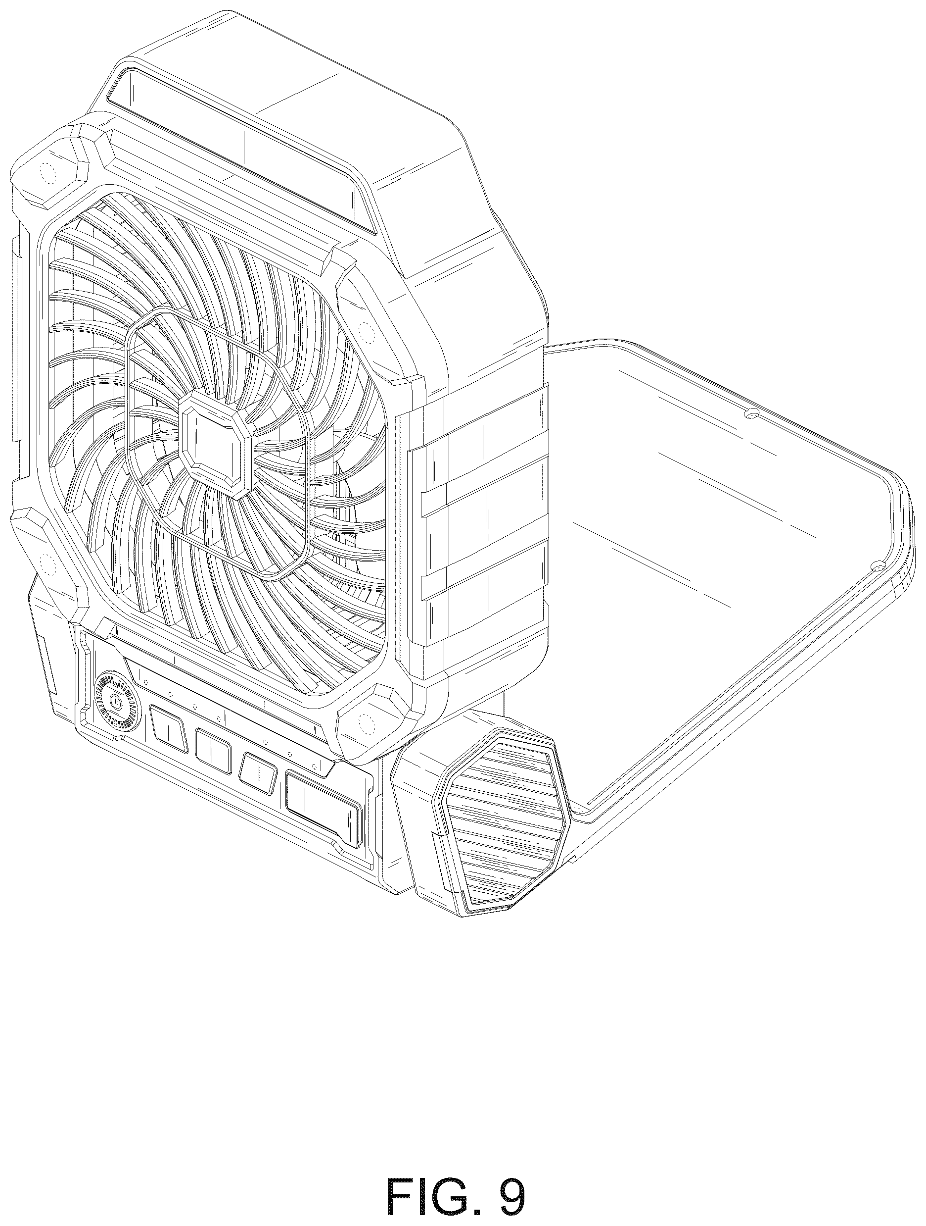 Patent USD1125508 Figure 9 – Solar fan