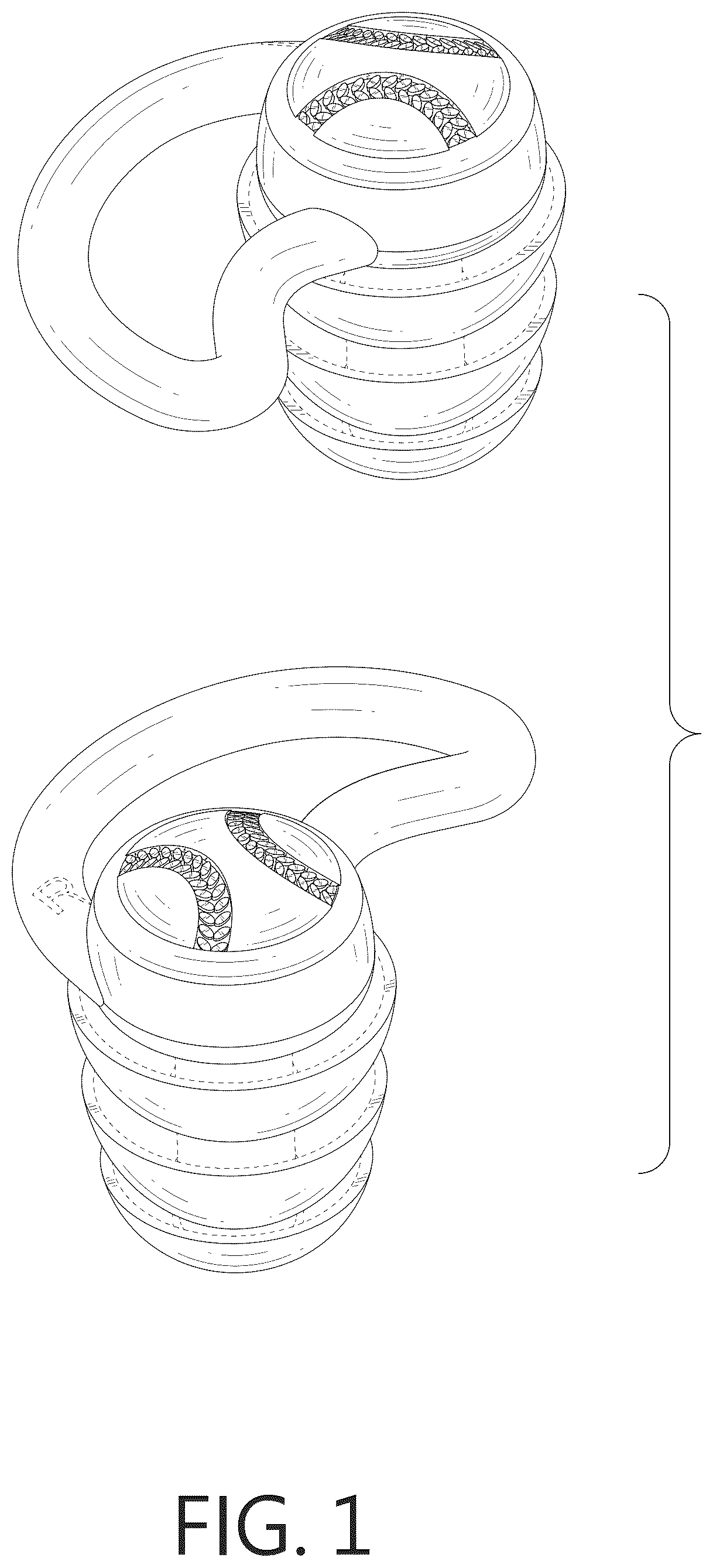 Patent USD1125524 Figure 1 – Pair of swimming earplugs