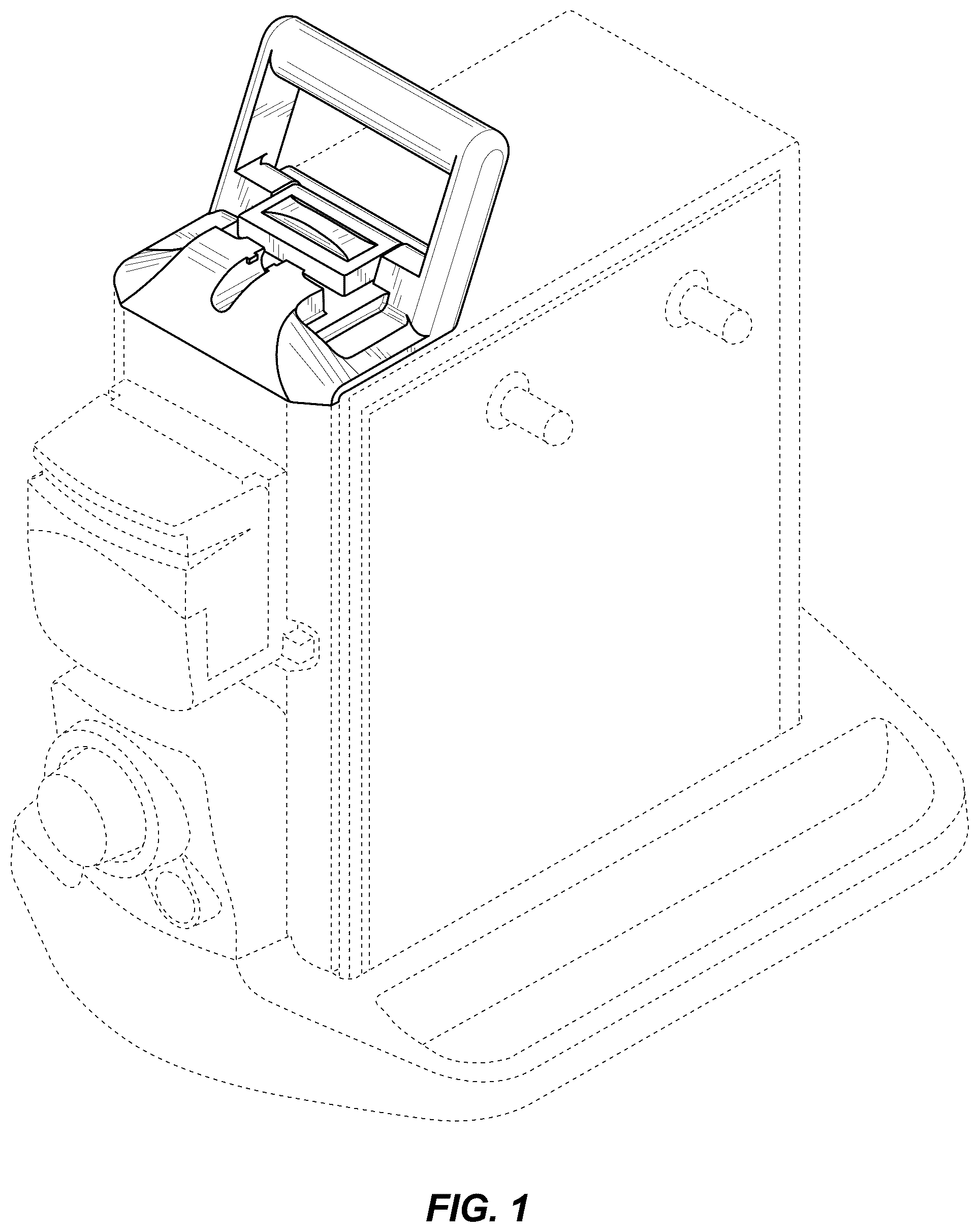 Patent USD1125526 Figure 1 – Fluid pump with integrated handle and tubing retainer