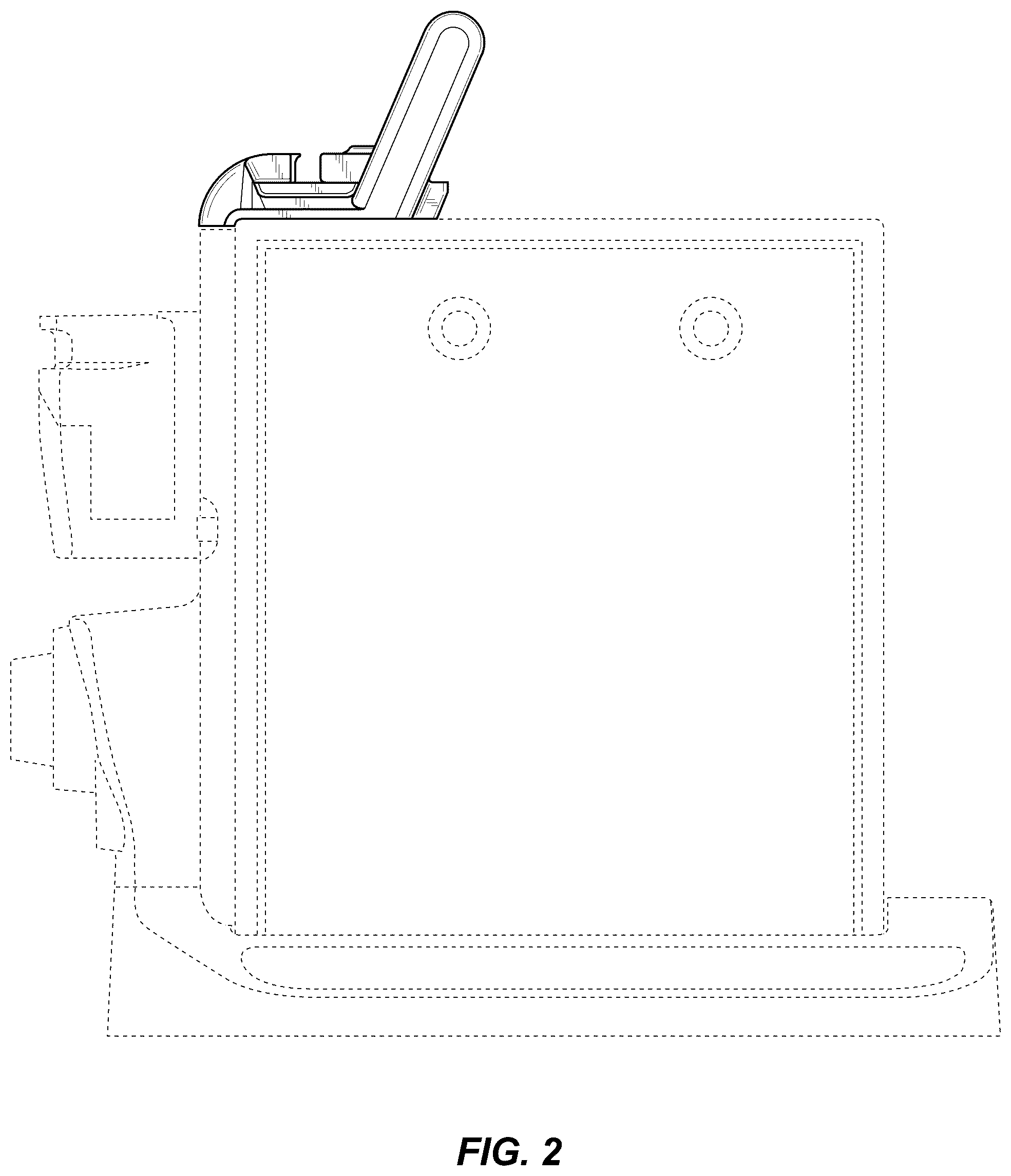 Patent USD1125526 Figure 2 – Fluid pump with integrated handle and tubing retainer