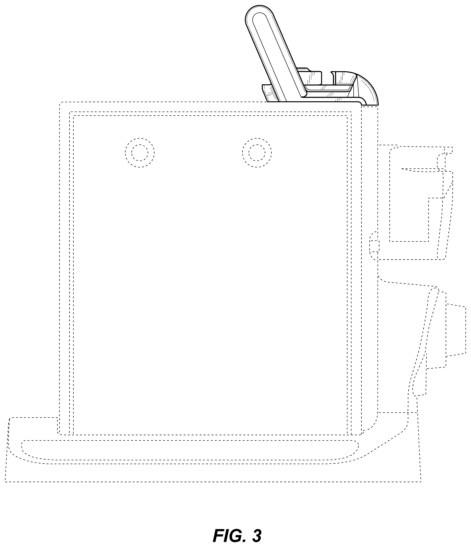 Patent USD1125526 Figure 3 – Fluid pump with integrated handle and tubing retainer