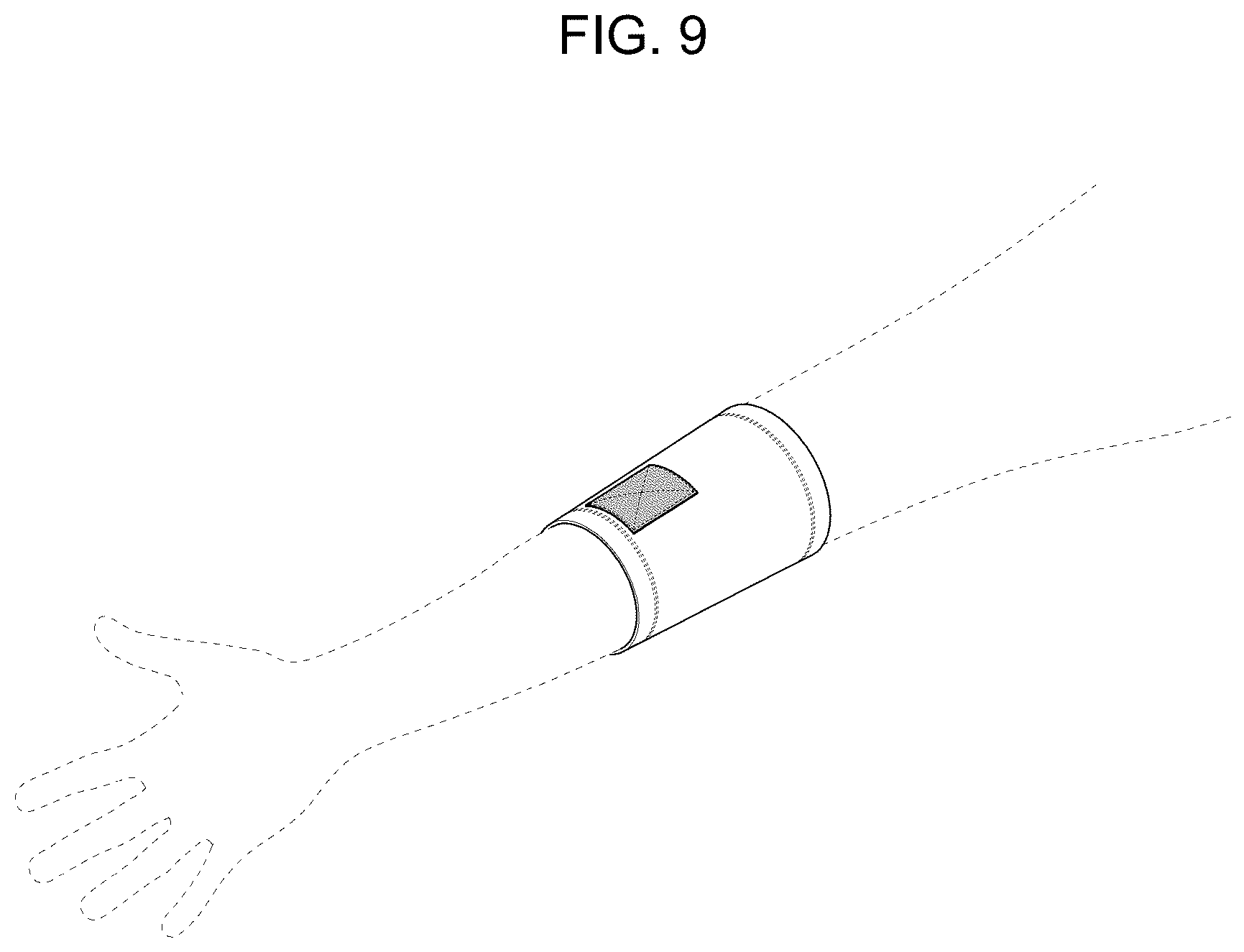Patent USD1125565 Figure 9 – Compression sleeve having strap