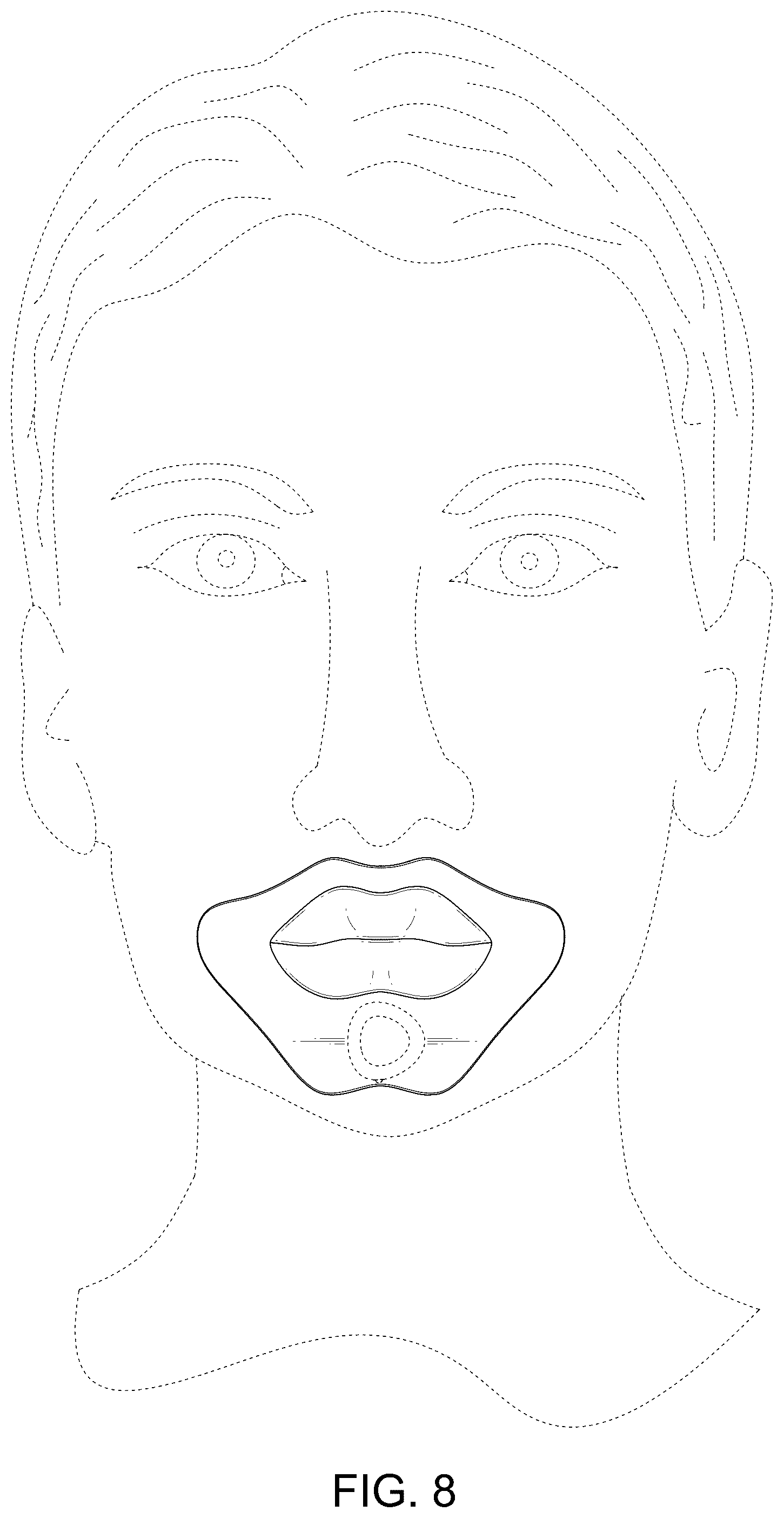 Patent USD1125580 Figure 8 – Light therapy device for lip