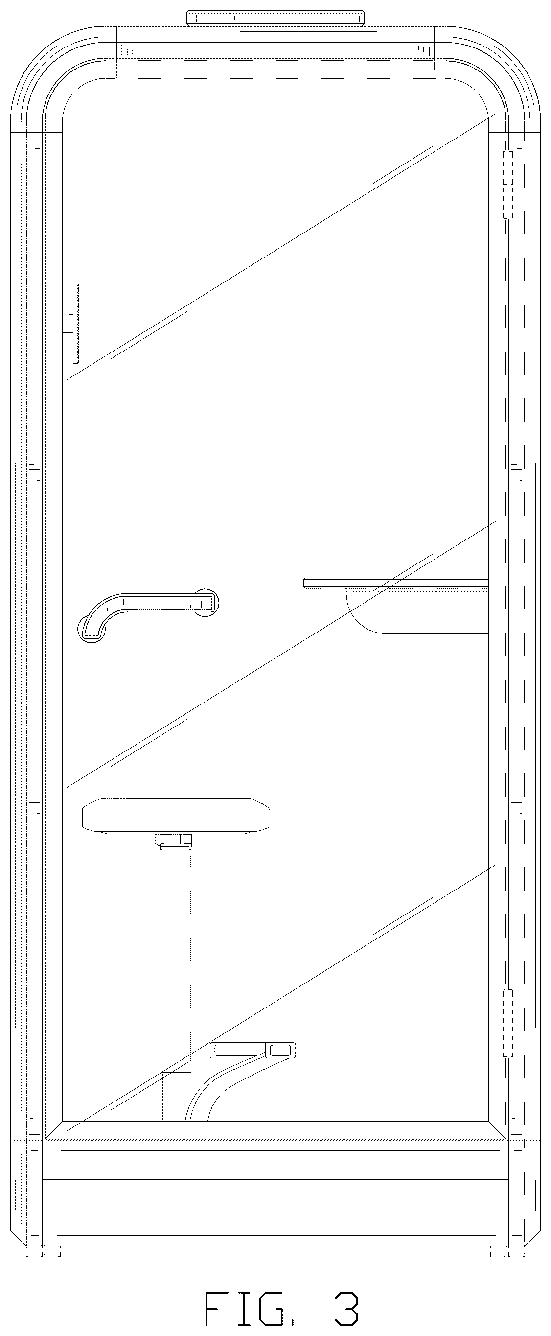 Patent USD1125596 Figure 3 – Telephone booth