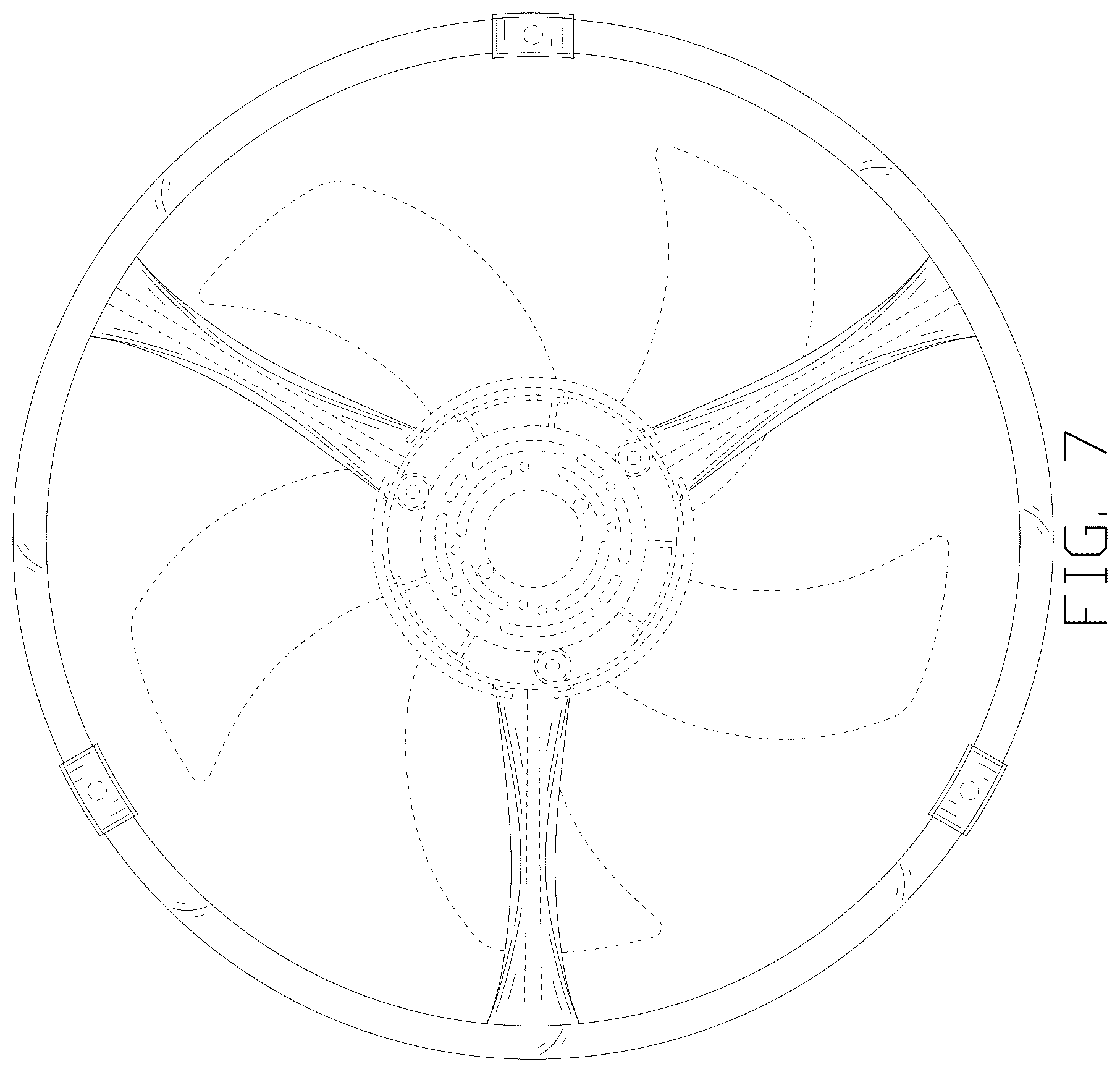 Patent USD1125638 Figure 7 – Ceiling fan with light