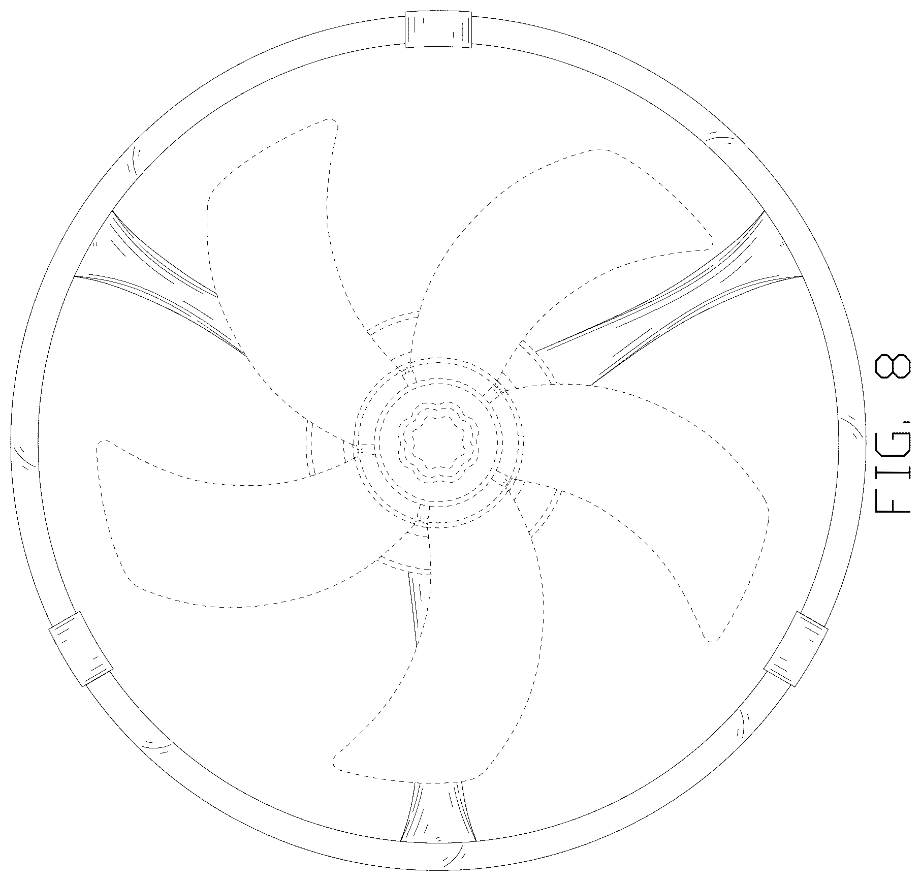 Patent USD1125638 Figure 8 – Ceiling fan with light