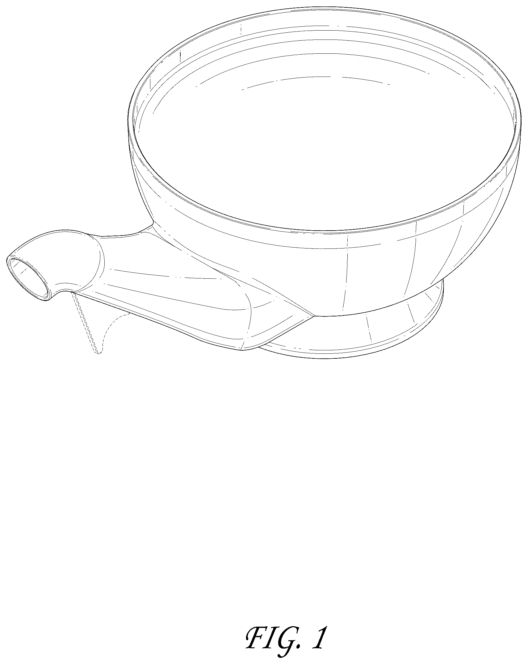 Patent USD1125696 Figure 1 – Bowl with spout
