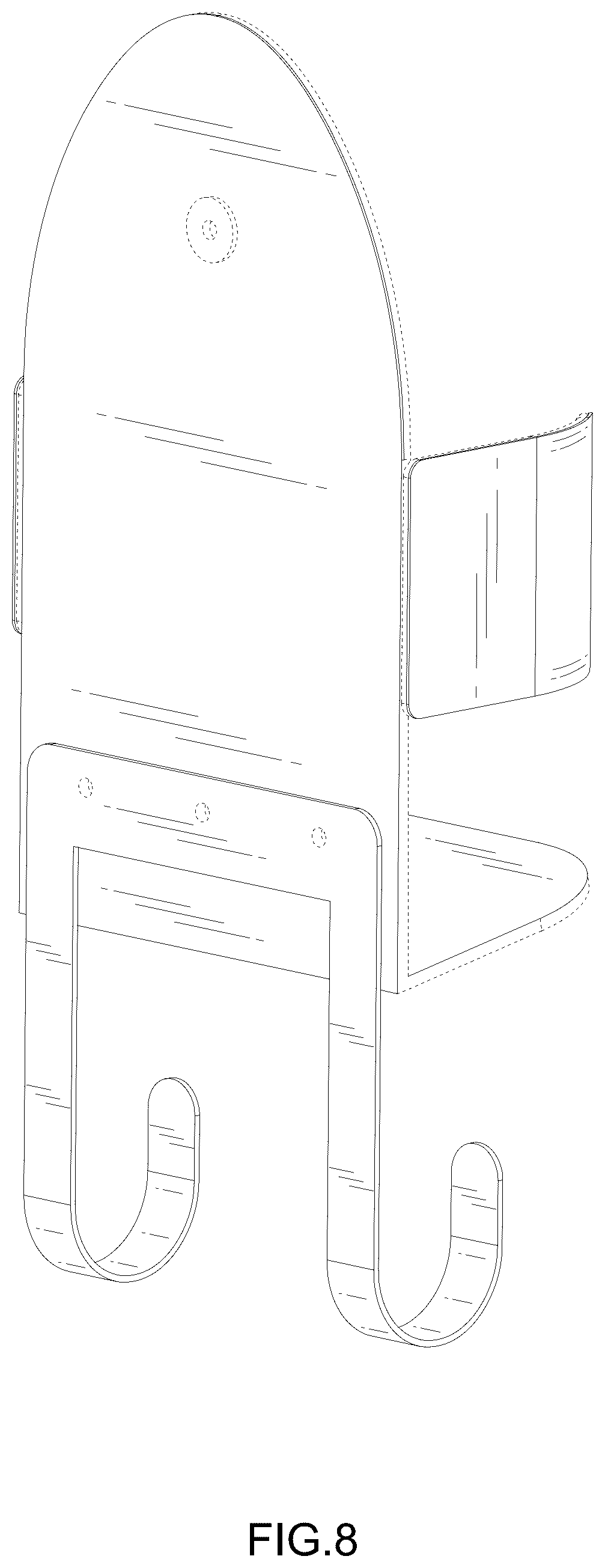 Patent USD1125755 Figure 8 – Ironing board holder