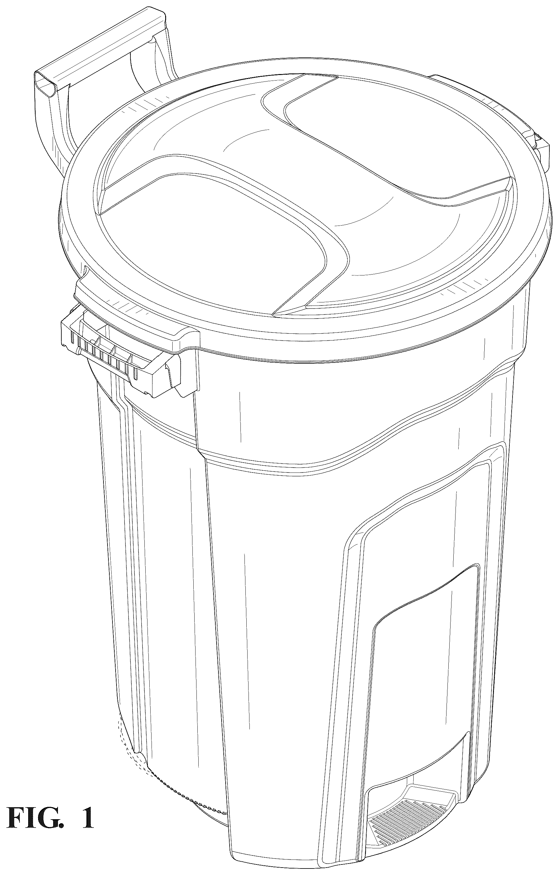 Patent USD1125756 Figure 1 – Trash can