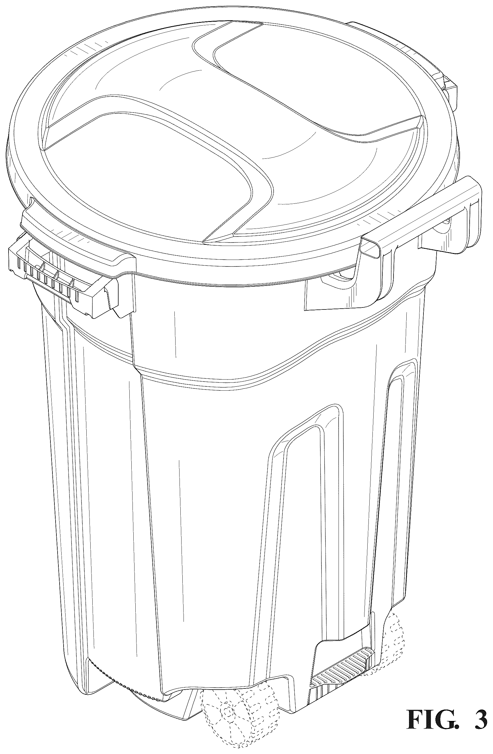 Patent USD1125756 Figure 3 – Trash can