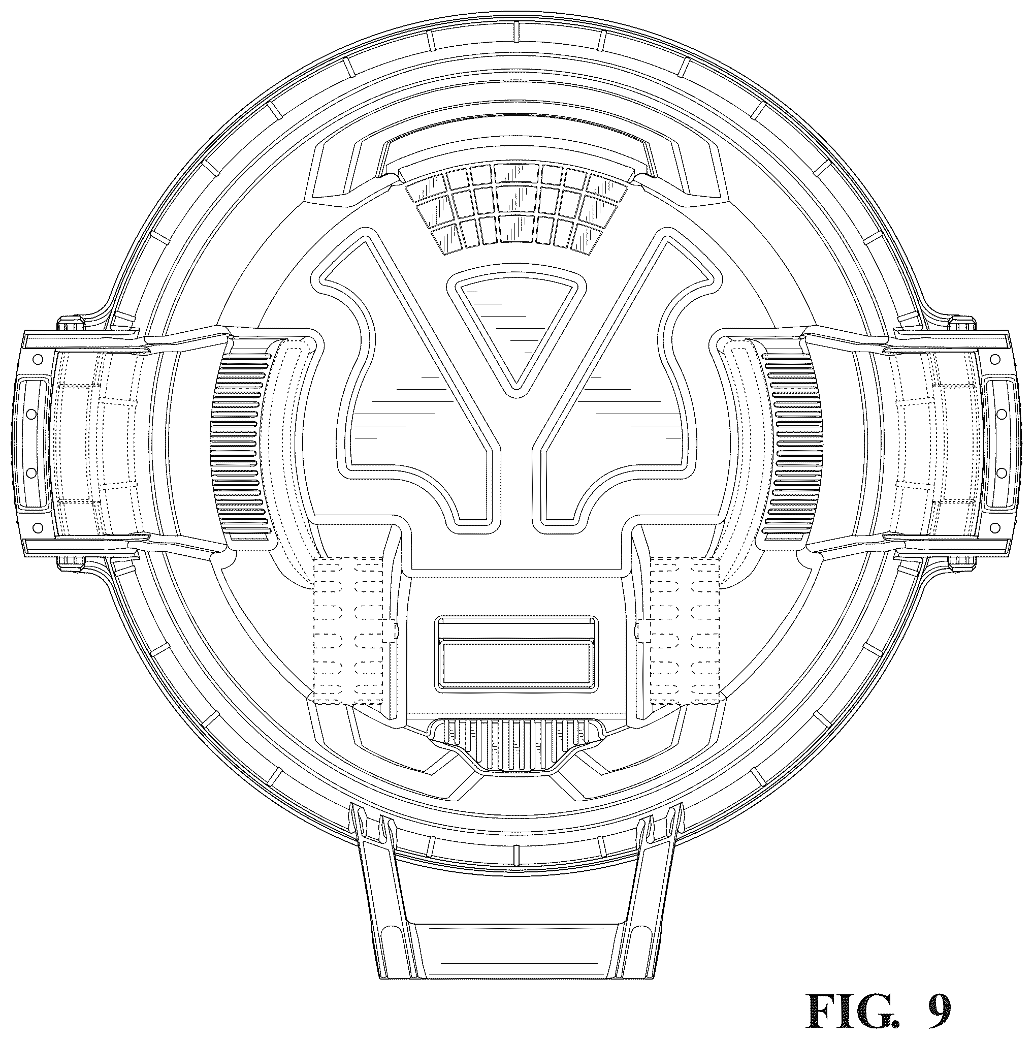 Patent USD1125756 Figure 9 – Trash can