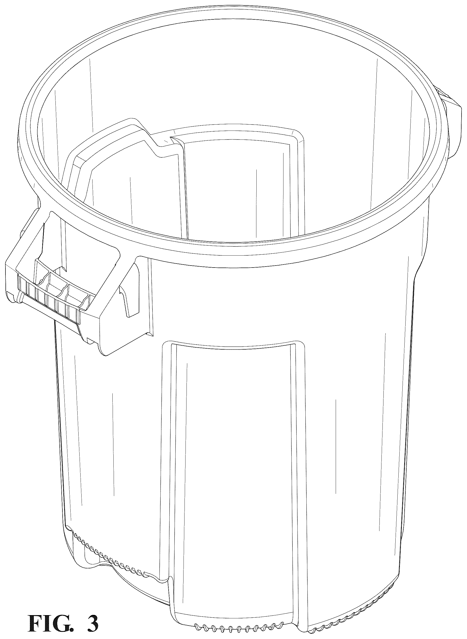 Patent USD1125757 Figure 3 – Trash can receptacle