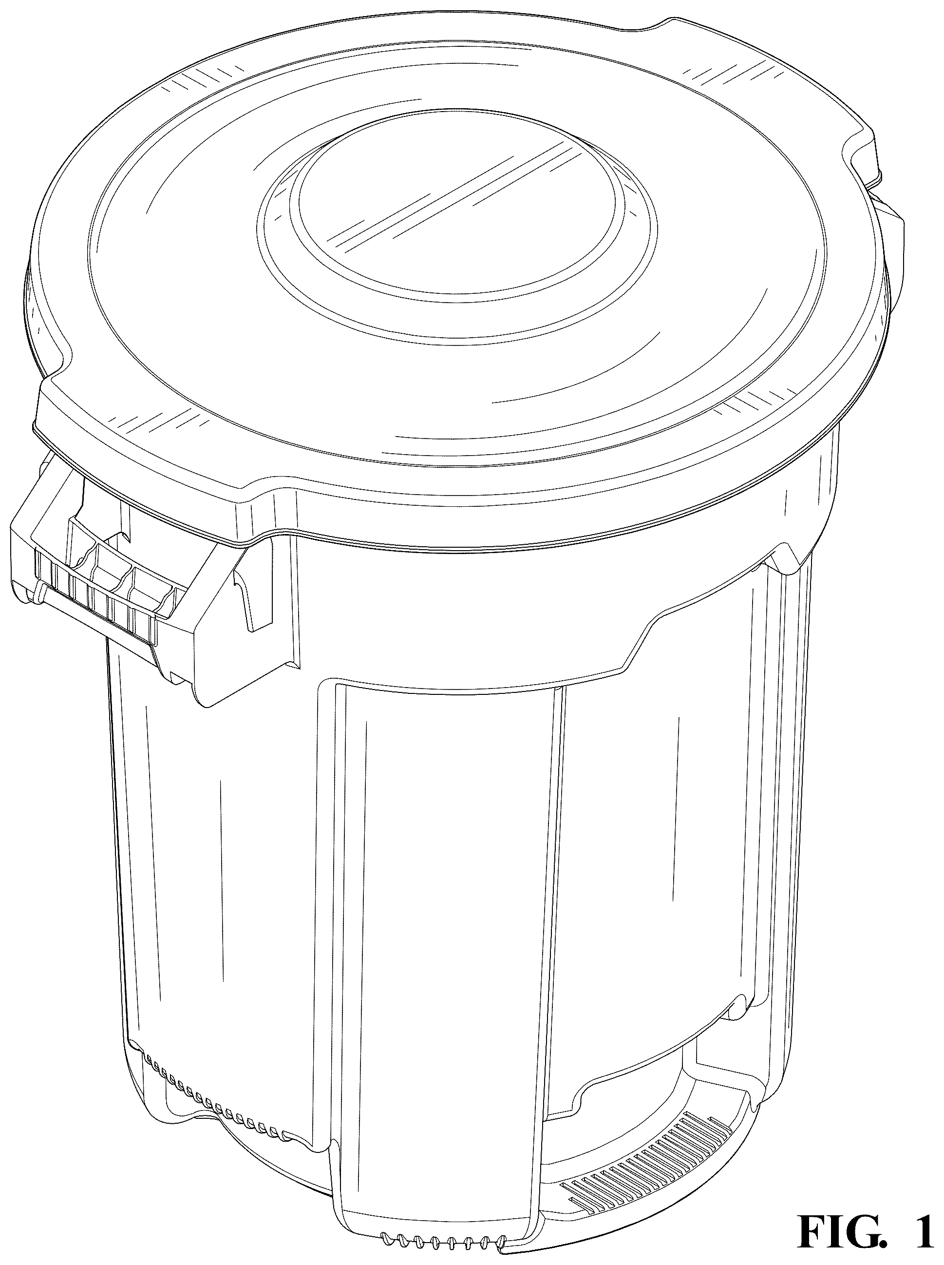Patent USD1125759 Figure 1 – Trash can