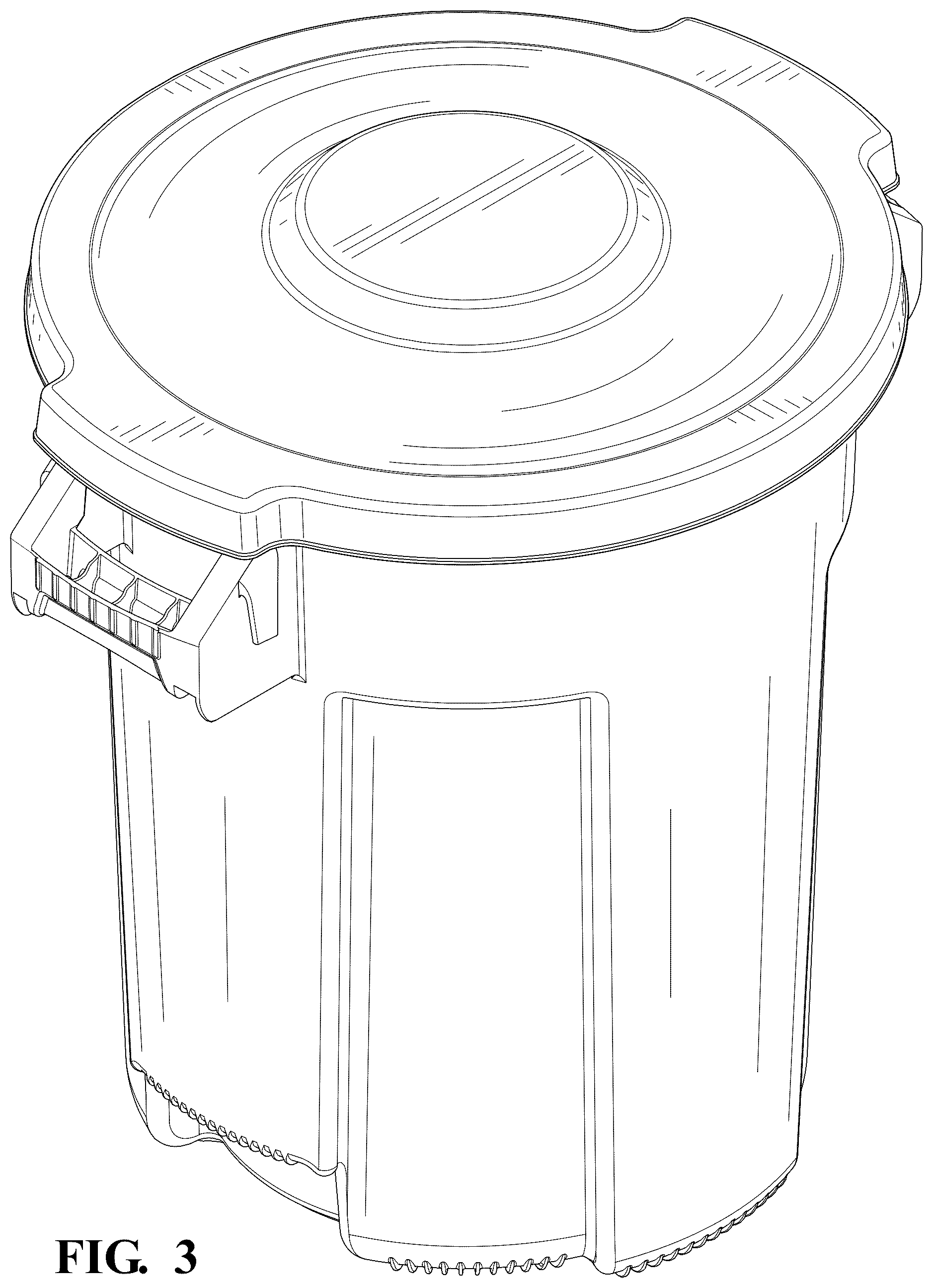 Patent USD1125759 Figure 3 – Trash can