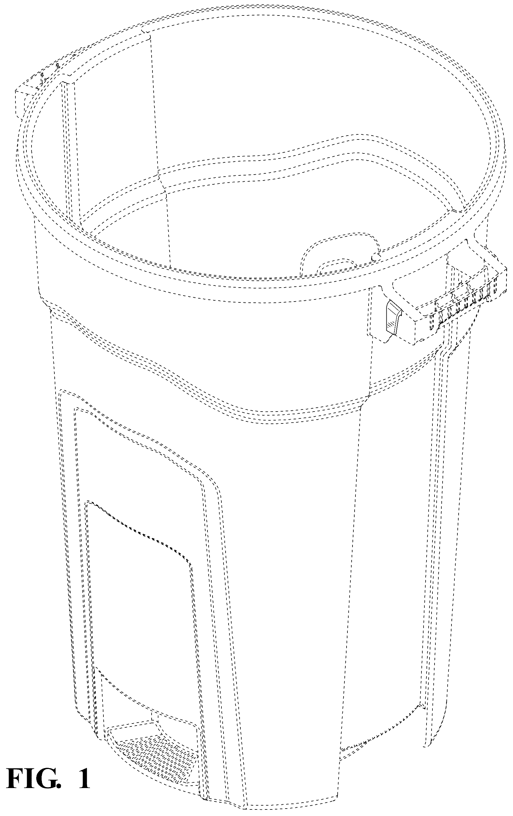 Patent USD1125760 Figure 1 – Trash can cinch
