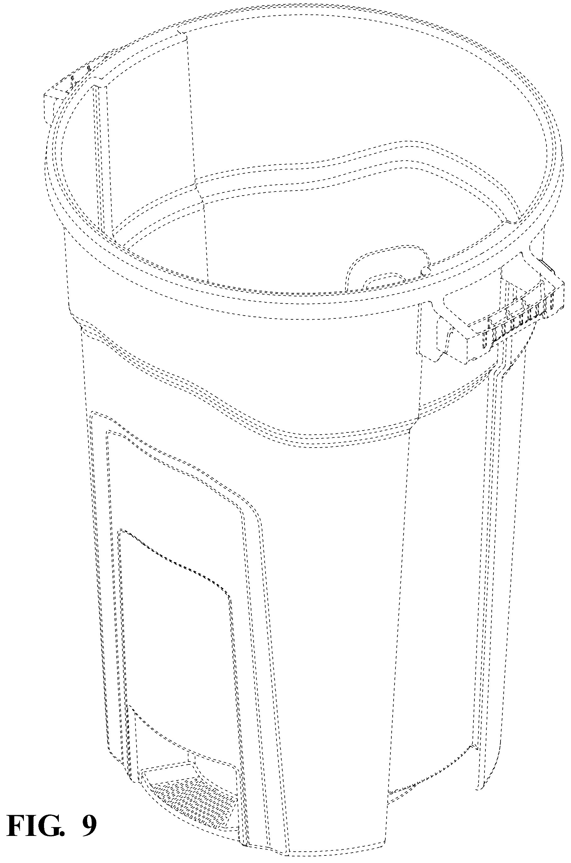 Patent USD1125760 Figure 9 – Trash can cinch