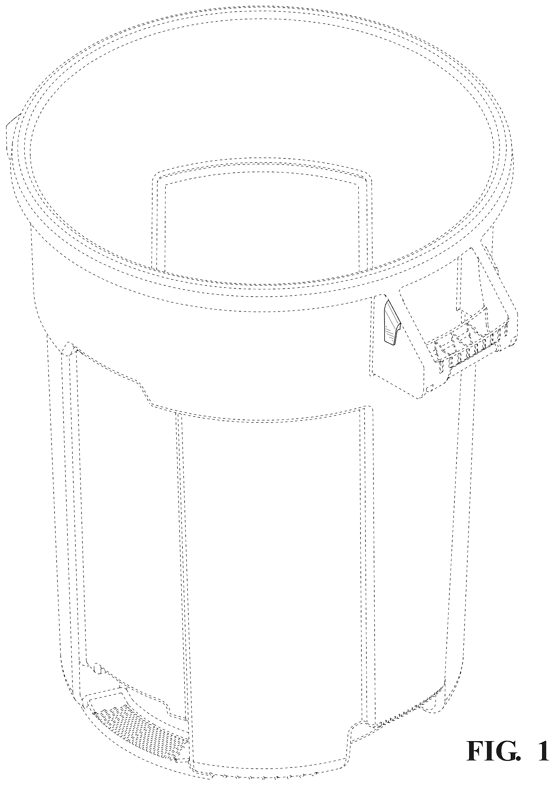 Patent USD1125764 Figure 1 – Trash can cinch