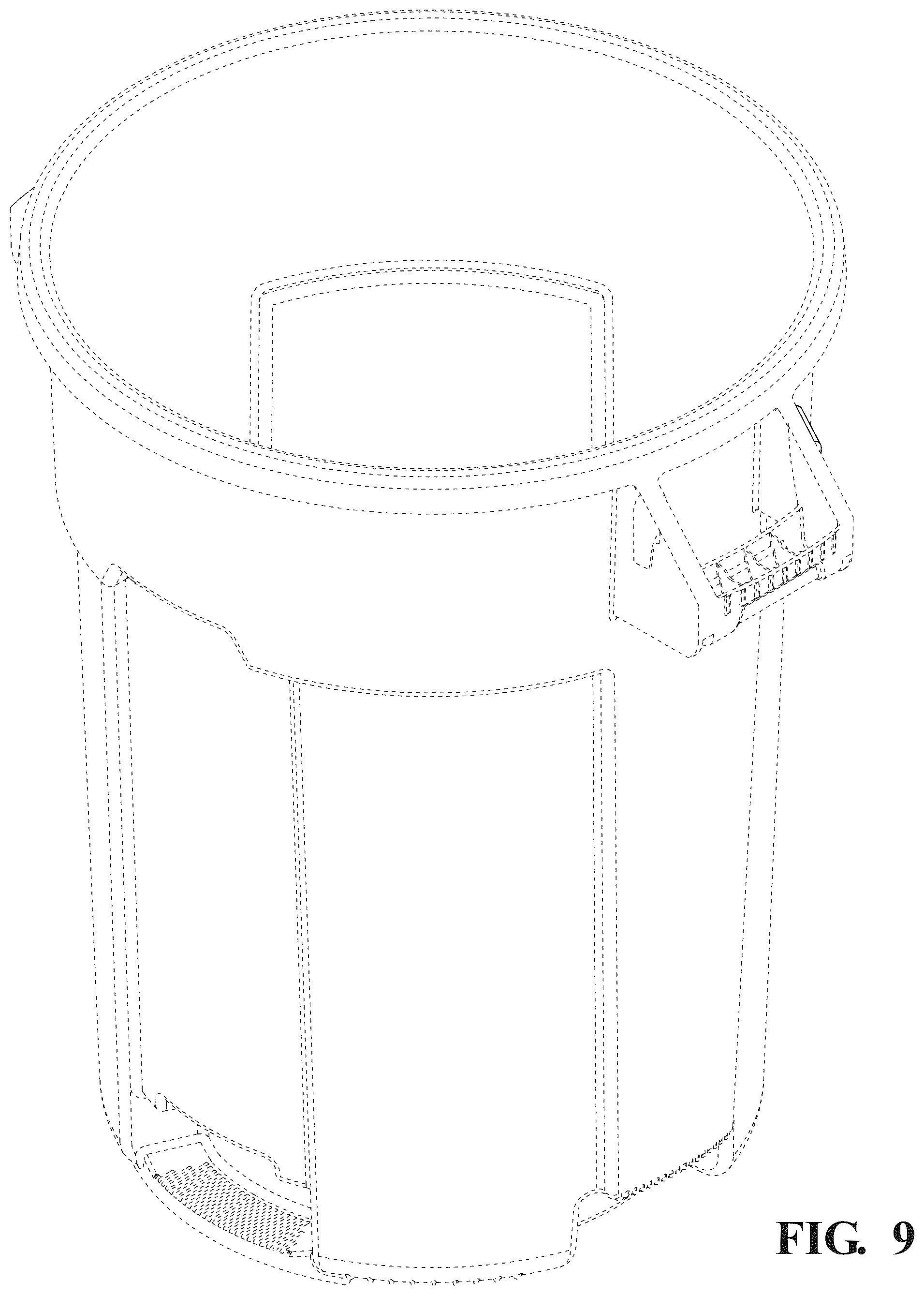 Patent USD1125764 Figure 9 – Trash can cinch