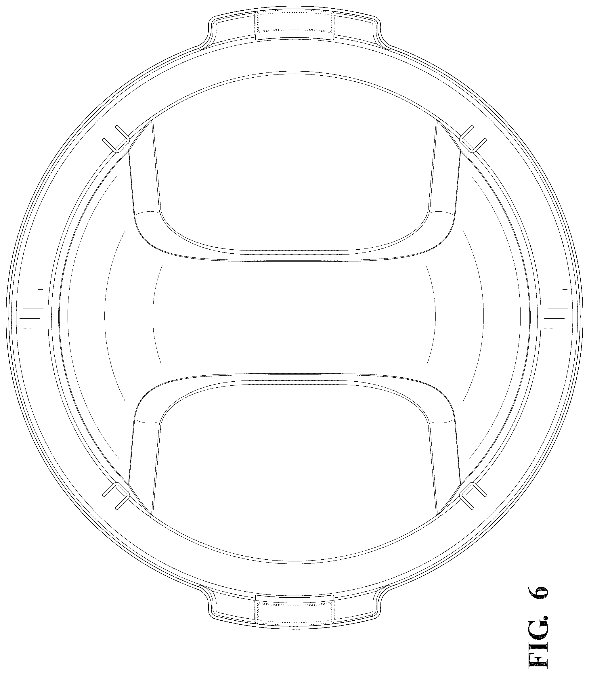 Patent USD1125768 Figure 5 – Trash can lid