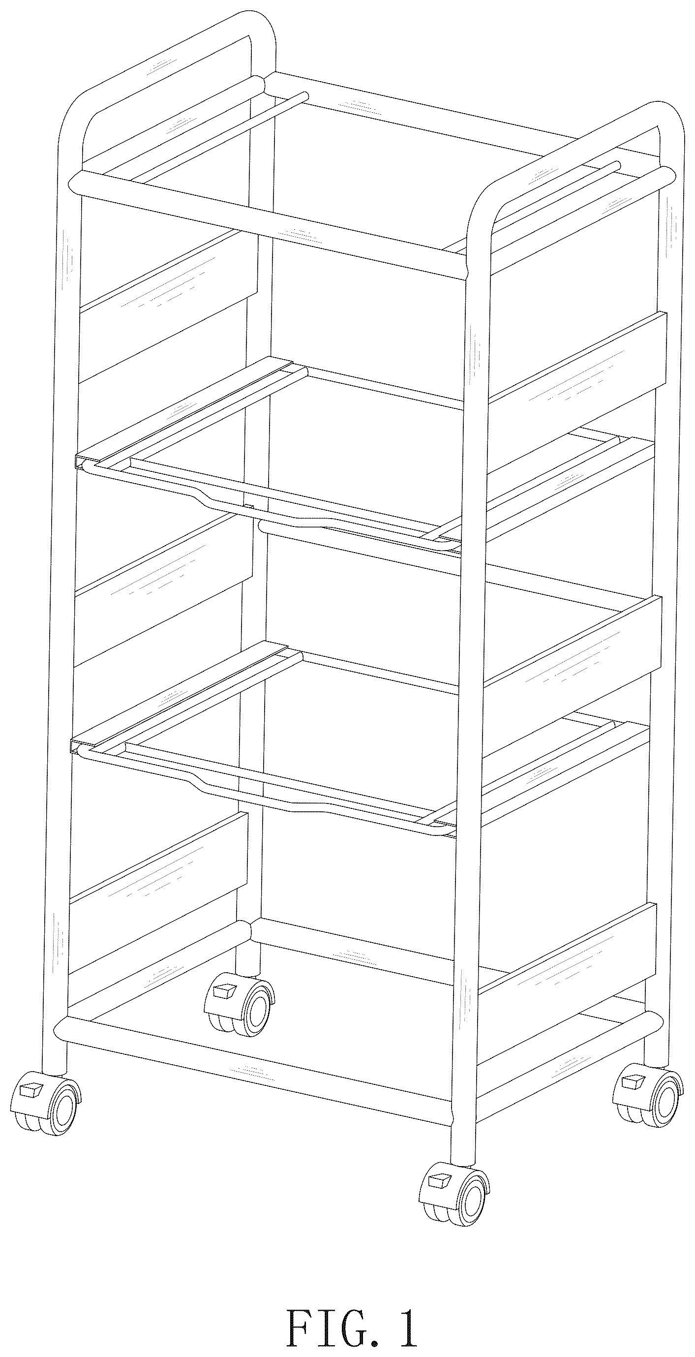Patent USD1125780 Figure 1 – Pull-out file cart