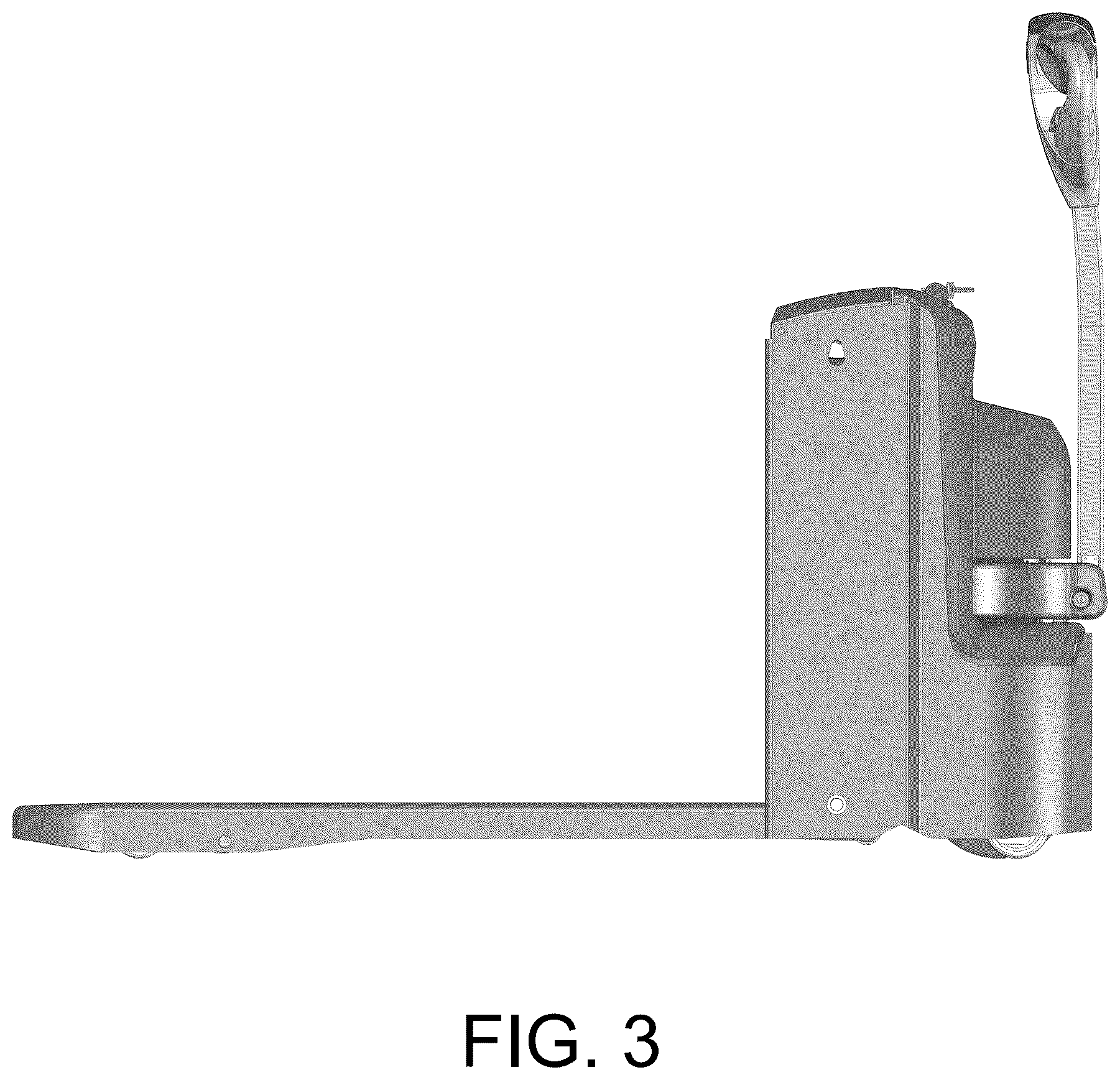 Patent USD1125786 Figure 3 – Walking pallet truck