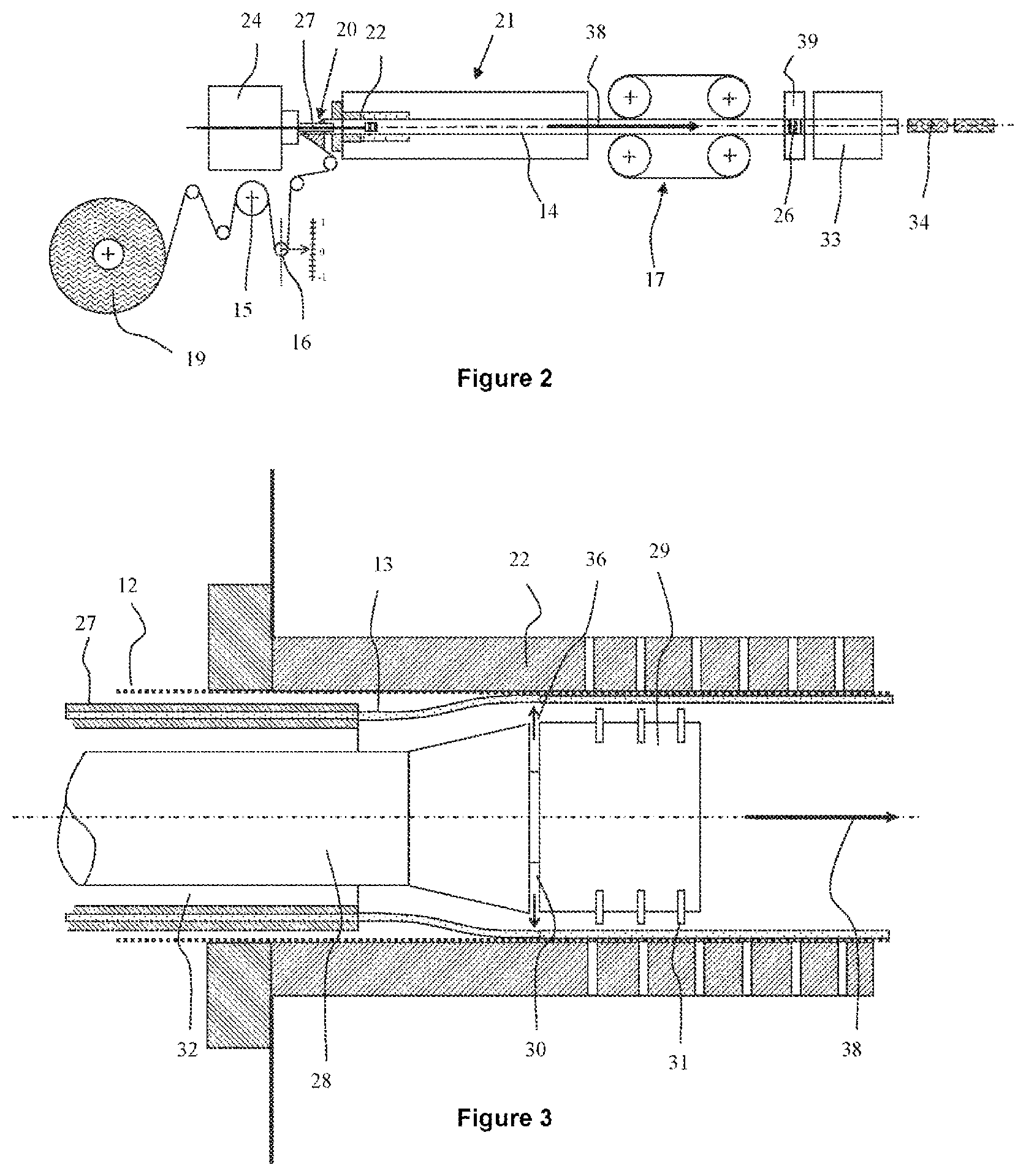 Patent USRE050879 Figure 2 – Method for extruding and labelling a cylindrical product