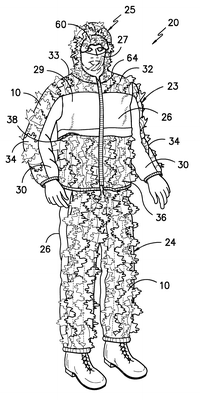 Patent US6499141 — Multidimensional camouflage outer wear garment system — Figure 1