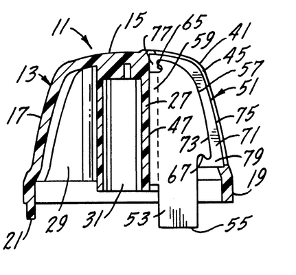 Patent US6499191 — Knob with a composite light pipe having a colored face and a light pipe — Figure 1