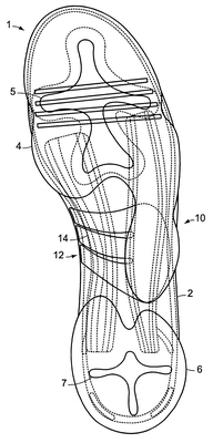 Patent US6499235 — Cleated footwear — Figure 1