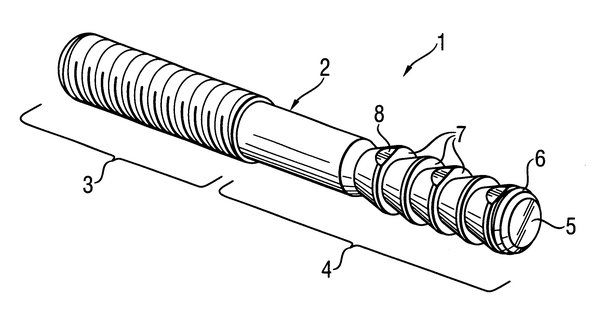 Patent US6499267 — Rods secured in anchorage by at least one of organic and inorganic mortar composition — Figure 1